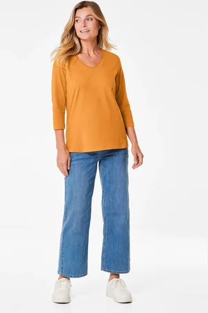 GOLDNER Shirt met V-hals - honing - Gr. 19 van
