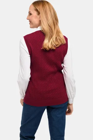 GOLDNER Slip-over met tijdloos kabelpatroon - donkerrood - Gr. 19 van