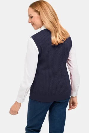 GOLDNER Slip-over met tijdloos kabelpatroon - marine - Gr. 21 van