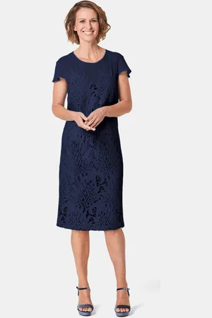 GOLDNER Jurk van zomerse kant - marine - Gr. 19 van
