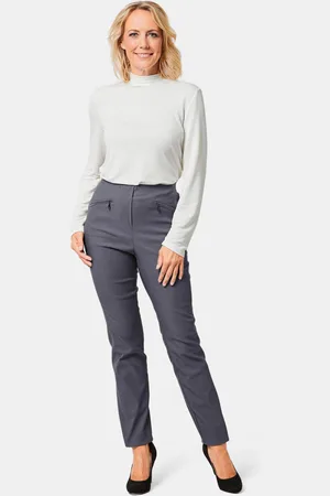 GOLDNER Warme broek LOUISA, kreukarm, band deels elastisch - antraciet - Gr. 275 van