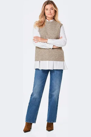 GOLDNER Ribpullover met opstaande kraag - taupe - Gr. 40 van