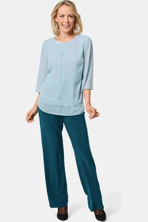 GOLDNER Luchtige blouse van chiffon met pailletten - lichtblauw - Gr. 19 van