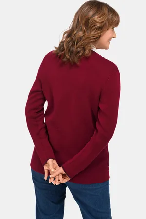GOLDNER Lang tricot jasje met contrastkleurige sierranden - donkerrood - Gr. 24 van