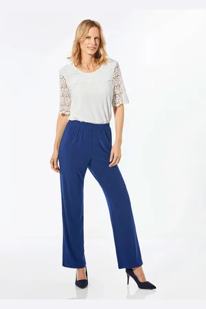 GOLDNER Comfortabele slinky broek met elastische tailleband - koningsblauw - Gr. 19 van