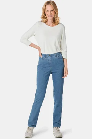 GOLDNER Chic versierde jeans met elastische band - lichtblauw - Gr. 255 van