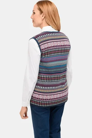 GOLDNER Jacquard tricot vest met kleurrijk streepdessin - / gedess. - Gr. 19 van