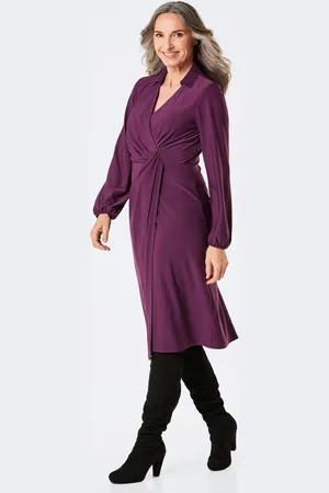 GOLDNER Wikkeljurk met overhemdkraag - aubergine - Gr. 42 van