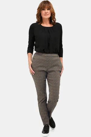 GOLDNER Jacquardbroek met stretch - camel / zwart / gedess. - Gr. 235 van
