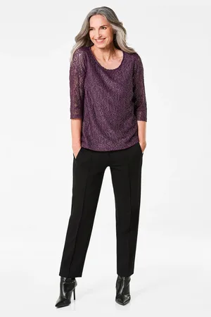 GOLDNER Kanten blouse met een fijne glans - bessen - Gr. 24 van