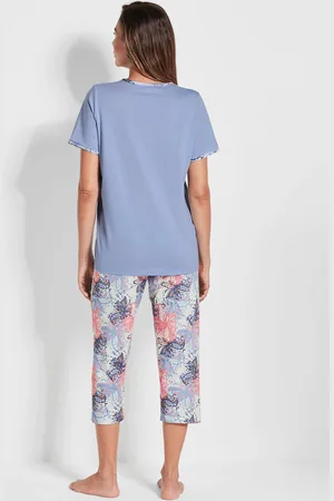 GOLDNER Pyjama - lichtblauw / koraalrood / gedess. - Gr. 18/19 van