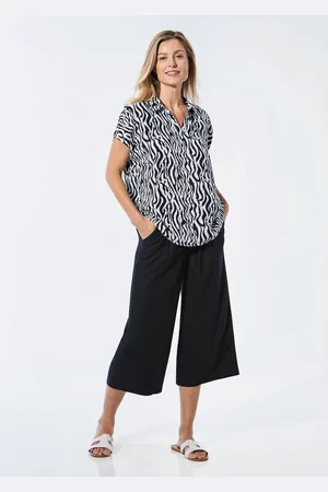 GOLDNER Blouse met print - schwarz / weiß / gedess. - Gr. 19 van