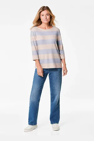 GOLDNER Ribshirt met blokstrepen - lichtblauw / gedess. - Gr. 19 van