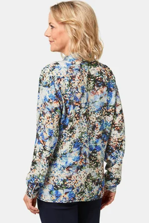 GOLDNER Gedessineerde blouse - schwarz / royalblau / gedess. - Gr. 19 van