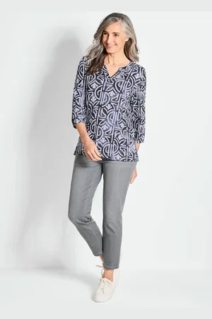 GOLDNER Jersey blouse - marine / gedess. - Gr. 25 van