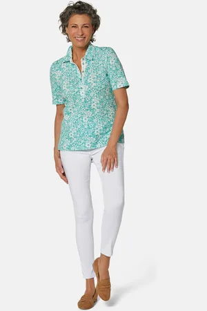GOLDNER Gedessineerd piqué-poloshirt - lichtgroen / wit - Gr. 23 van