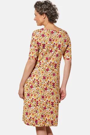 GOLDNER Elastische jersey jurk met modieuze print - / gebloemd - Gr. 40 van