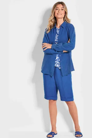 GOLDNER Linnen blouse - koningsblauw - Gr. 19 van