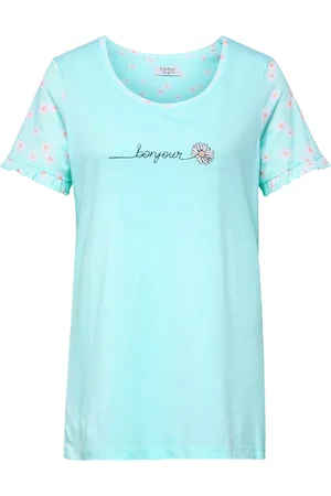 GOLDNER Huidvriendelijke pyjama met korte mouwen - mintgroen / perzik / gebloemd - Gr. 18/19 van