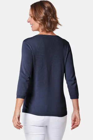 GOLDNER Pullover met V-hals - marine - Gr. 19 van