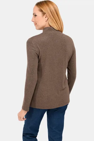 GOLDNER Zacht shirt met opstaande kraag, ritssluiting en glanzend, geborduurd logo - / gemêl. - Gr. 19 van
