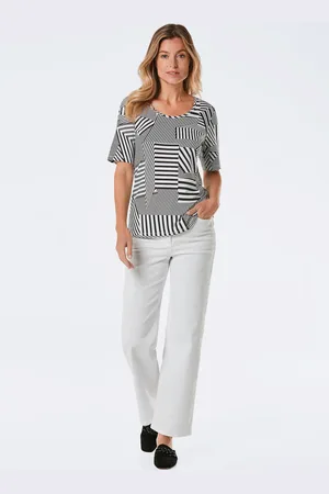 GOLDNER Gedessineerd shirt - / wit - Gr. 19 van