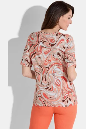 GOLDNER Shirt - perzik / oranje / bruin / gedess. - Gr. 19 van