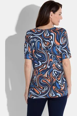 GOLDNER Shirt - / lichtblauw / perzik / gedess. - Gr. 19 van