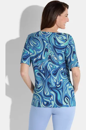 GOLDNER Shirt - / lichtblauw / turquoise / gedess. - Gr. 50 van