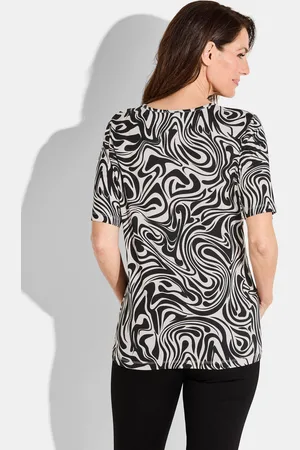 GOLDNER Shirt - schwarz / cremeweiß / gedess. - Gr. 19 van