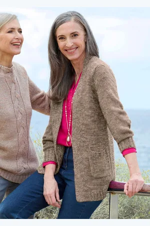 GOLDNER Strickjacke - beige / gedess. - Gr. 19 van