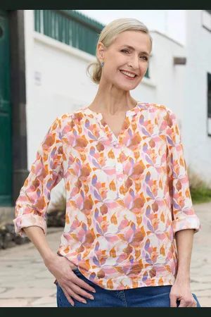 GOLDNER Blouse met print - oranje / gedess. - Gr. 19 van