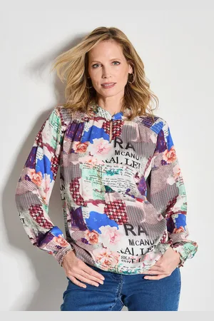 GOLDNER Gedessineerde blouse - steengrijs / gedess. - Gr. 19 van