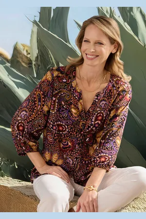 GOLDNER Blouse - oranje / zwart / gedess. - Gr. 19 van