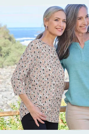 GOLDNER Shirt met print - beige / gedess. - Gr. 19 van