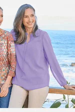 GOLDNER Chiffon blouse met vrouwelijke halslijn - sering - Gr. 19 van