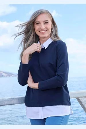 GOLDNER Sweatshirt - marine / wit - Gr. 19 van