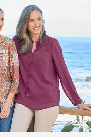 GOLDNER Chiffon blouse met vrouwelijke halslijn - bessen - Gr. 19 van