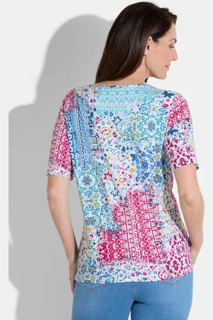 GOLDNER Shirt - / turquoise / wit / gedess. - Gr. 21 van