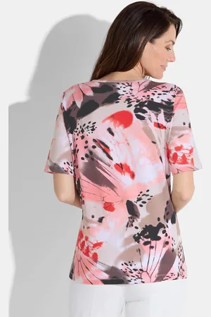 GOLDNER Shirt - / taupe / koraalrood / gedess. - Gr. 19 van