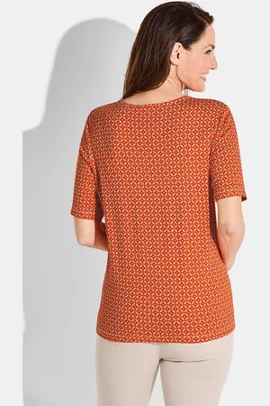 GOLDNER Shirt - oranje / gebroken wit / gedess. - Gr. 19 van