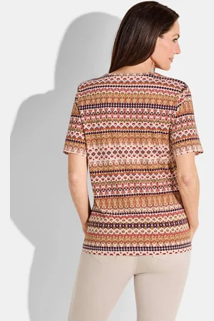 GOLDNER Shirt - camel / terracotta / bordeaux / gedess. - Gr. 19 van