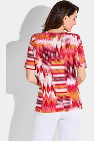 GOLDNER Shirt - / wit / oranje / gedess. - Gr. 44 van
