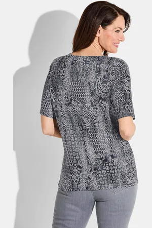 GOLDNER Shirt - antraciet / zwart / wit / gedess. - Gr. 19 van
