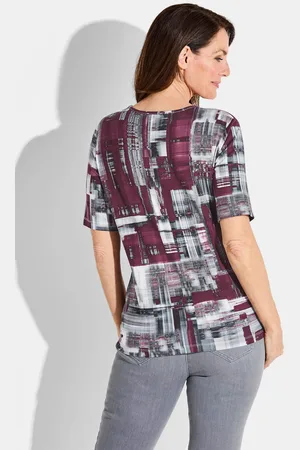 GOLDNER Shirt - bordeaux / antraciet / wit / gedess. - Gr. 19 van