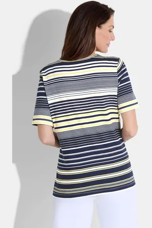 GOLDNER Shirt - / marine / wit / gedess. - Gr. 19 van