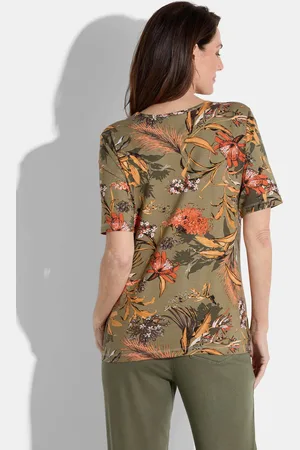 GOLDNER Shirt - kaki / oranje / gedess. - Gr. 40 van