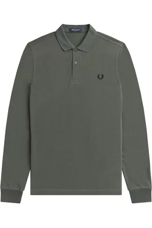 Fred Perry Longsleeve Plain Shirt - Donkergroene Longsleeve Polo