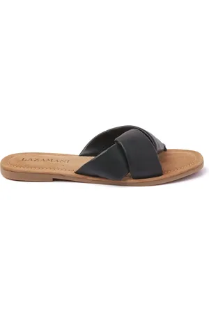 Lazamani Slippers Dames 33.505 Black Leer