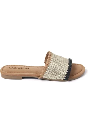 Lazamani Slippers Dames 33.486 Gold Black Leer